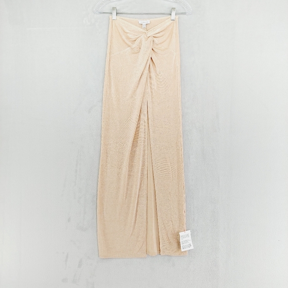 `New Topshop Slinky Twist Front In Stone Maxi Skirt P2731 - Picture 2 of 8